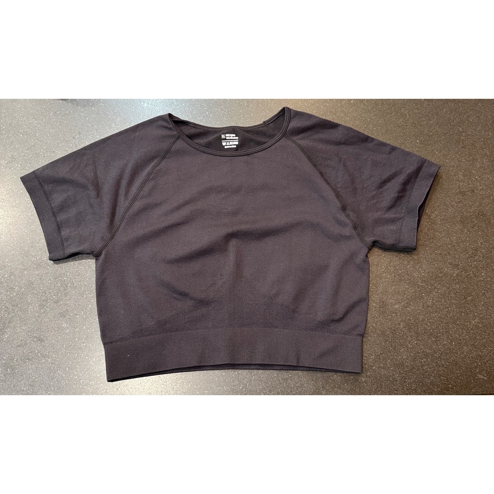 Unbranded Crop Top XL Black Seamless Athletic Gym Tee Athleisure Sporty